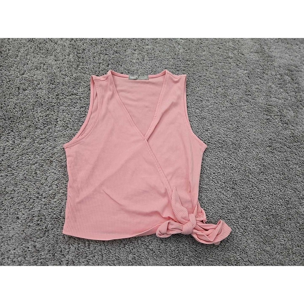 Tresics Y Crop Top Womens S Pink Faux Wrap Side Tie Casual Summer Y2k